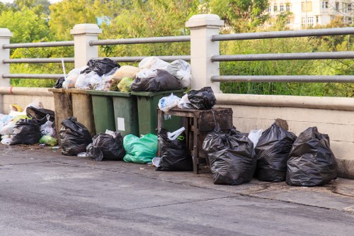 Construction site with organized builders waste
